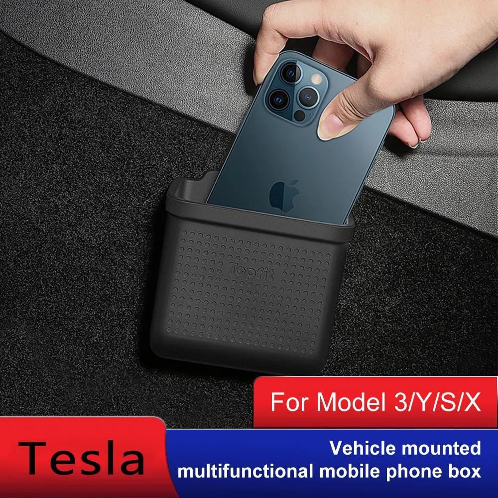 For Tesla Model 3 Y X 2017-2022 2023 Storage Box Hidden Silicone Easy Install Model3 ModelY Bag Box Universal Auto Accessories