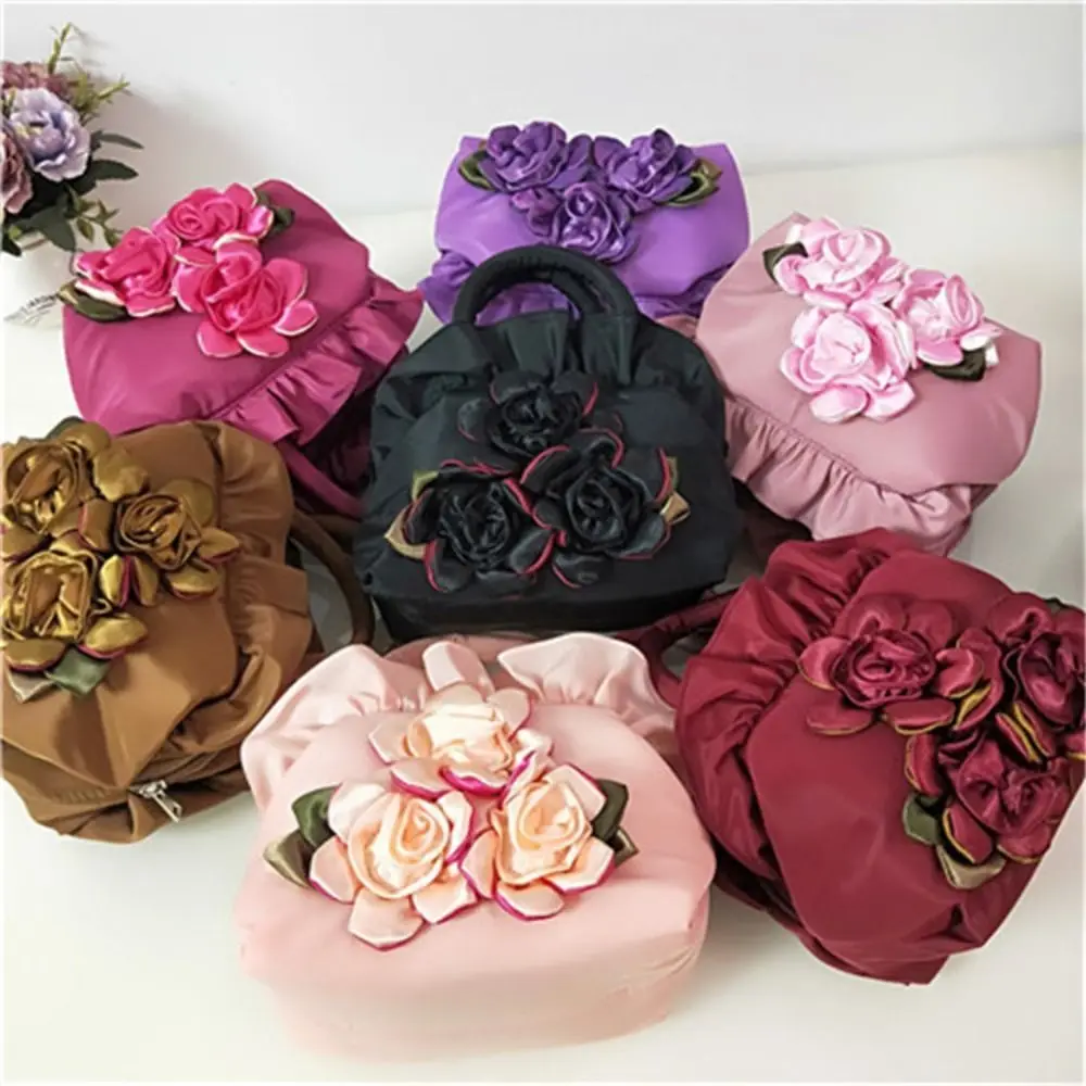 

Ретро атласная шелковая сумка Hanfu с цветком на шнурке, сумка с рюшами в виде листьев и розы, сумка для хранения, сумка на запястье, маленький кошелек, кошелек на каждый день