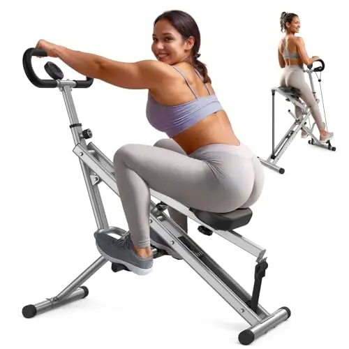 Squat Machine, Squat Assist Rower for Glutes and Thighs, Foldable Exercise Equipment w/ Four Adjustable Resistance for