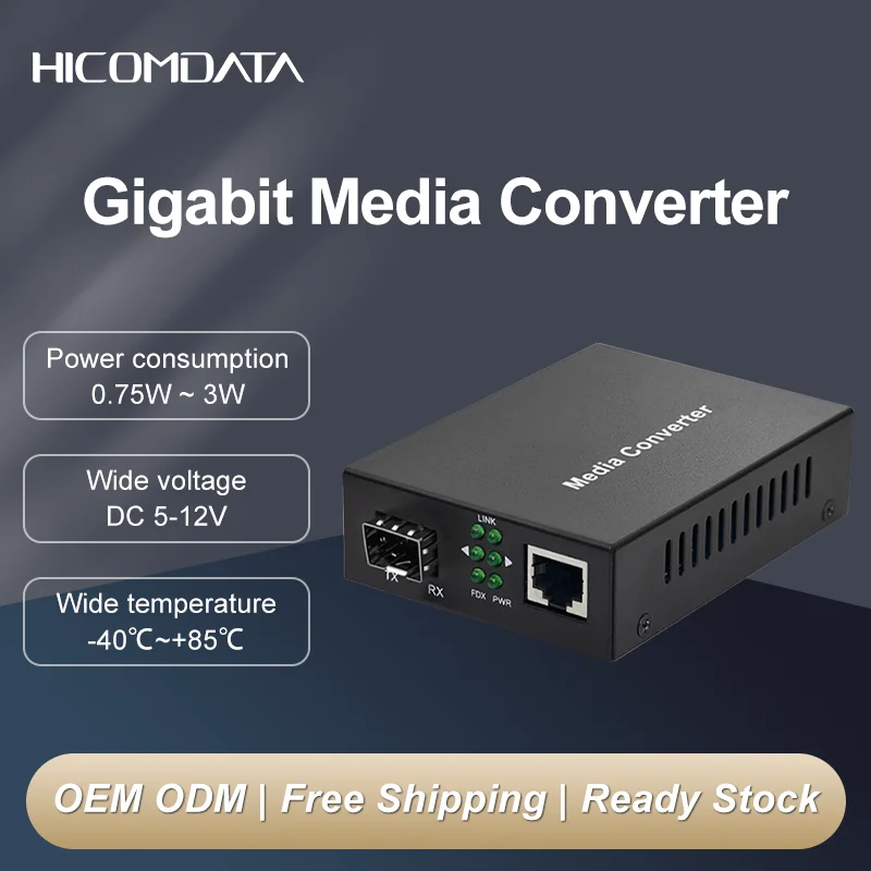 

2PCS Gigabit SFP Media Converter 5–12V Wide Voltage Range, for RJ45 Ethernet Switch Extenders with SC/LC SFP Modules 5/20 km