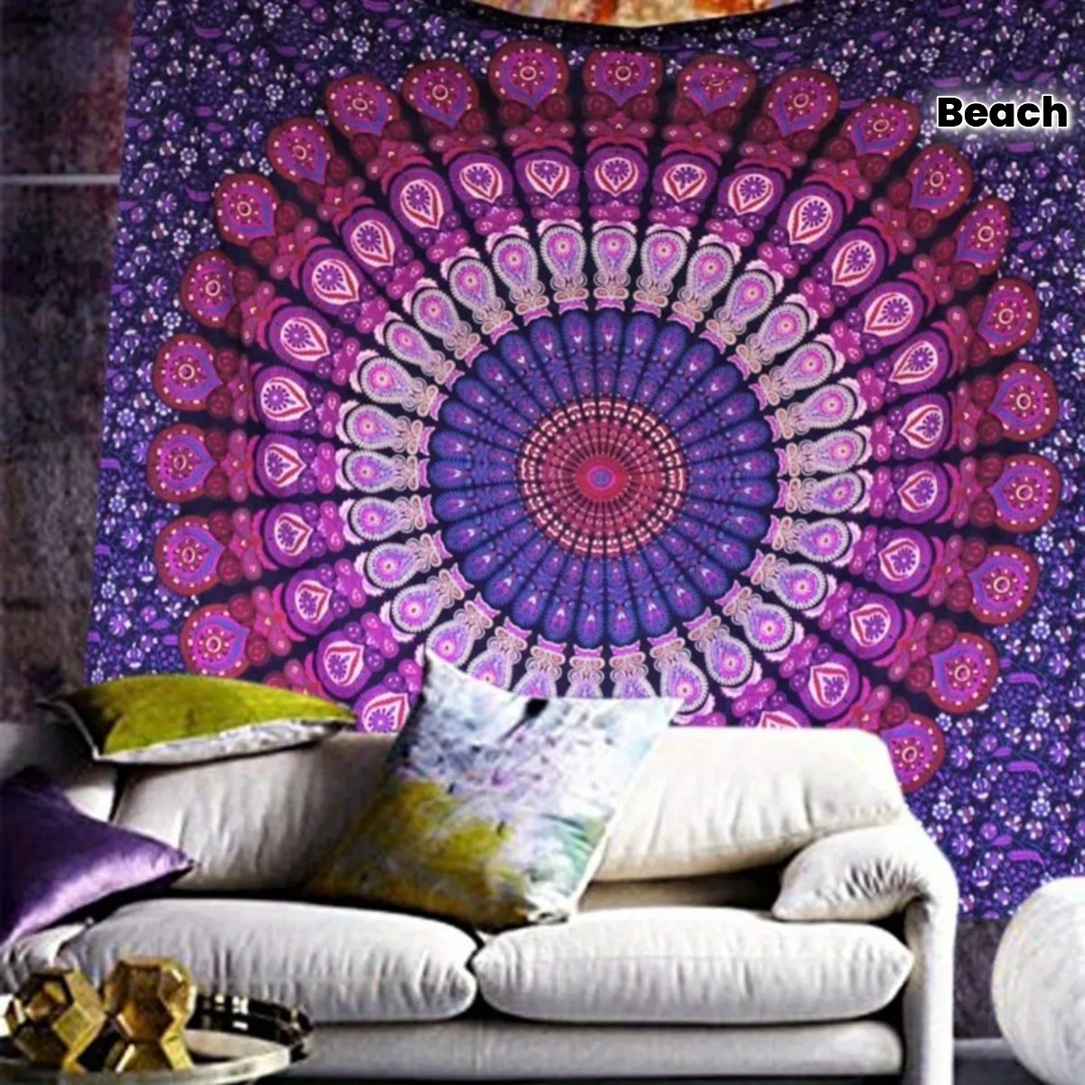 Bohemian Mandala Tapestry Wall Hanging Boho Ethnic Polyester Flower Design Bedroom Living Room Decor Art Poster Tapestry Print