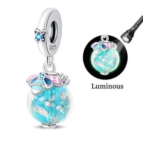 Stylish 925 Sterling Silver Luminous Jungle Bee Charms Pendant Fit Original Bracelet DIY Jewelry