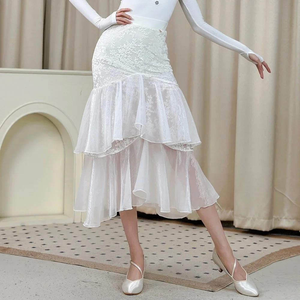 2024 Ballroom Dance Skirt Women Practice Clothes Adult Waltz Dance Costume Club Prom Ballroom Dance Performance Skirt BL14207