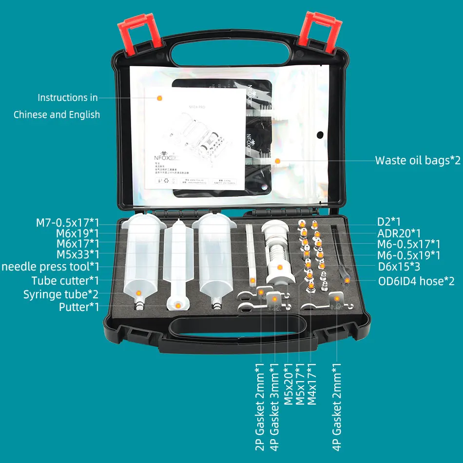 NFOX PRO 2025 New Hydraulic Disc Brake Bleed Exhaust Repair Tool Kit Set Professional Universal for E Bike Bicycle Motorcycle