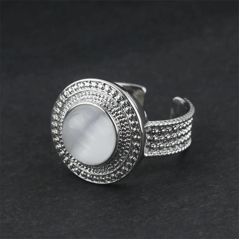 XIYANIKE الأبيض ضوء القمر القط العين حجر قابل للتعديل خواتم الاصبع للنساء موضة جديدة مجوهرات نسائية هدية حفلة عطلة anillos #6