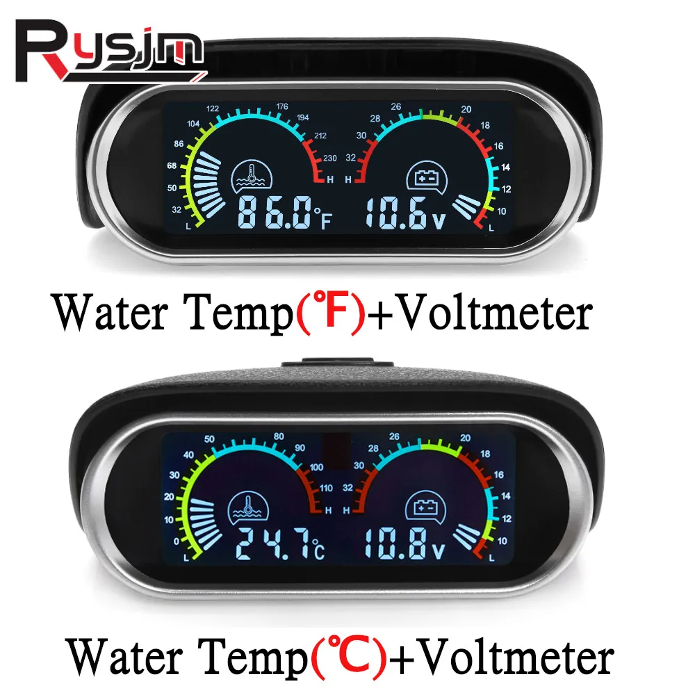 Uniwersalny woltomierz z cyfrowym wyświetlaczem LCD HD 2 w 1 i wskaźnik temperatury wody w stopniach Celsjusza / Fahrenheita + czujnik temperatury