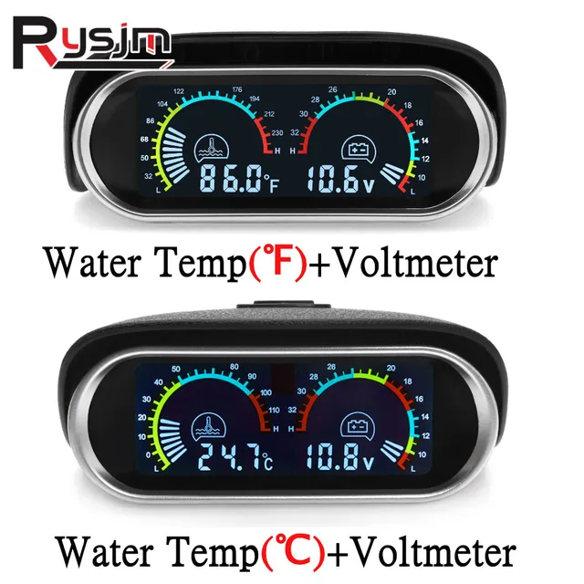 Uniwersalny woltomierz z cyfrowym wyświetlaczem LCD HD 2 w 1 i wskaźnik temperatury wody w stopniach Celsjusza / Fahrenheita + czujnik temperatury