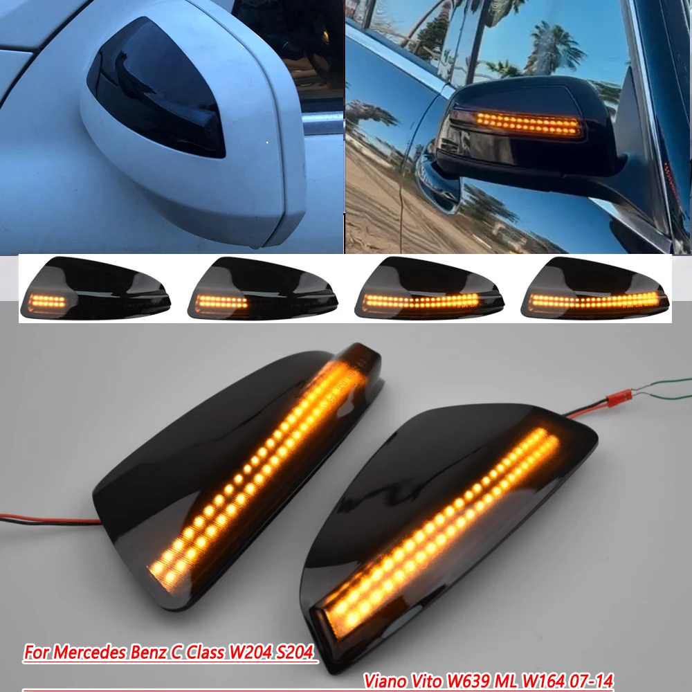 2PCS Turn Signal Light Side Mirror Indicator Blinker For Mercedes Benz C Class W204 S204 Viano Vito W639 ML W164 White LED DRL