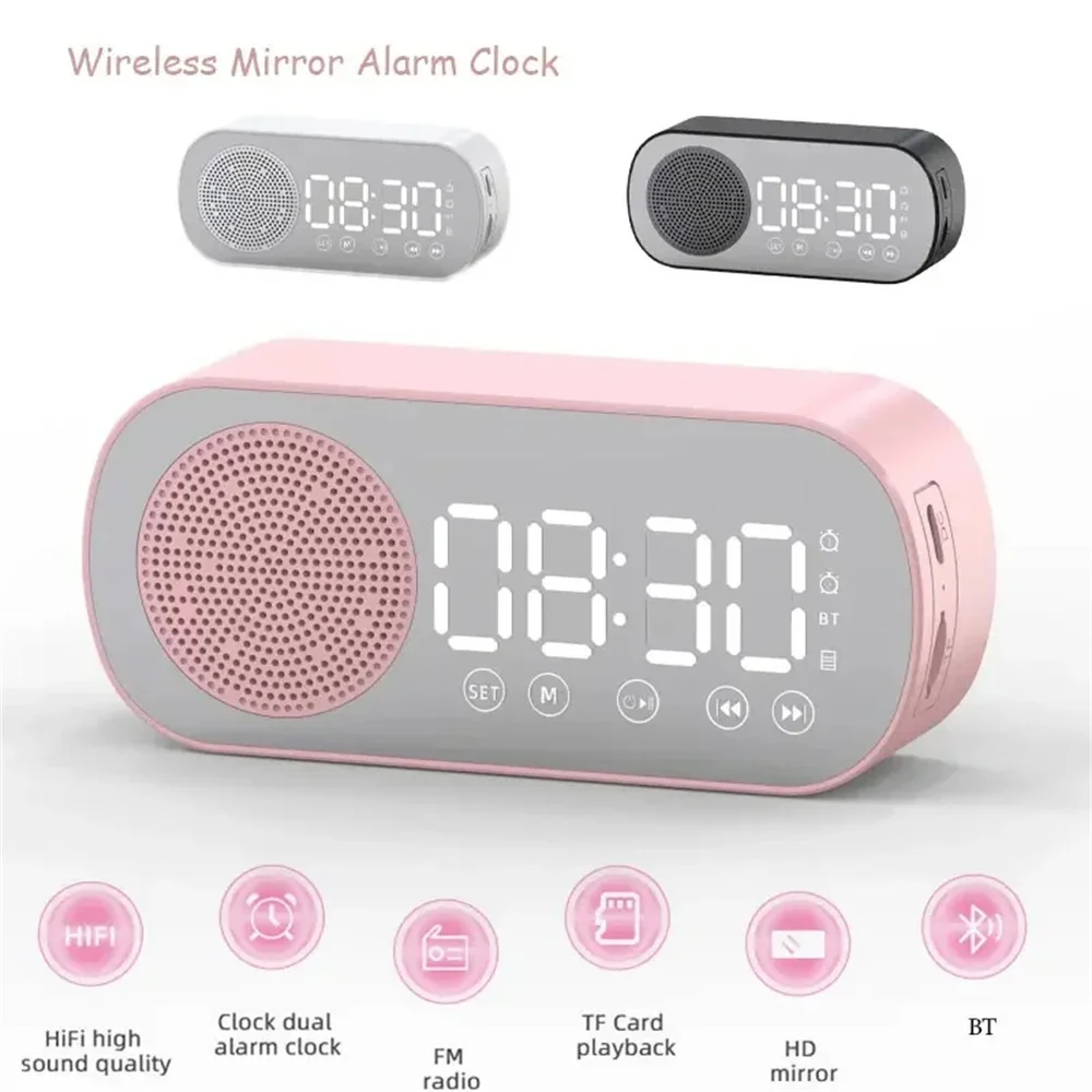 LED Digital Alarm Clock Multifunctional with Wireless Bluetooth Speaker High-Definition Display Table Alarm Clocks Brightness