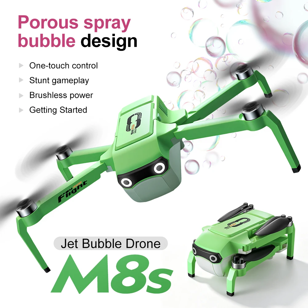 M8S Kids Bubble Drone Automatic Bubble Output RC Quadcopter Altitude Hold Easy‑to‑Fly Mini Drone Outdoor Entertainment Toy Gift