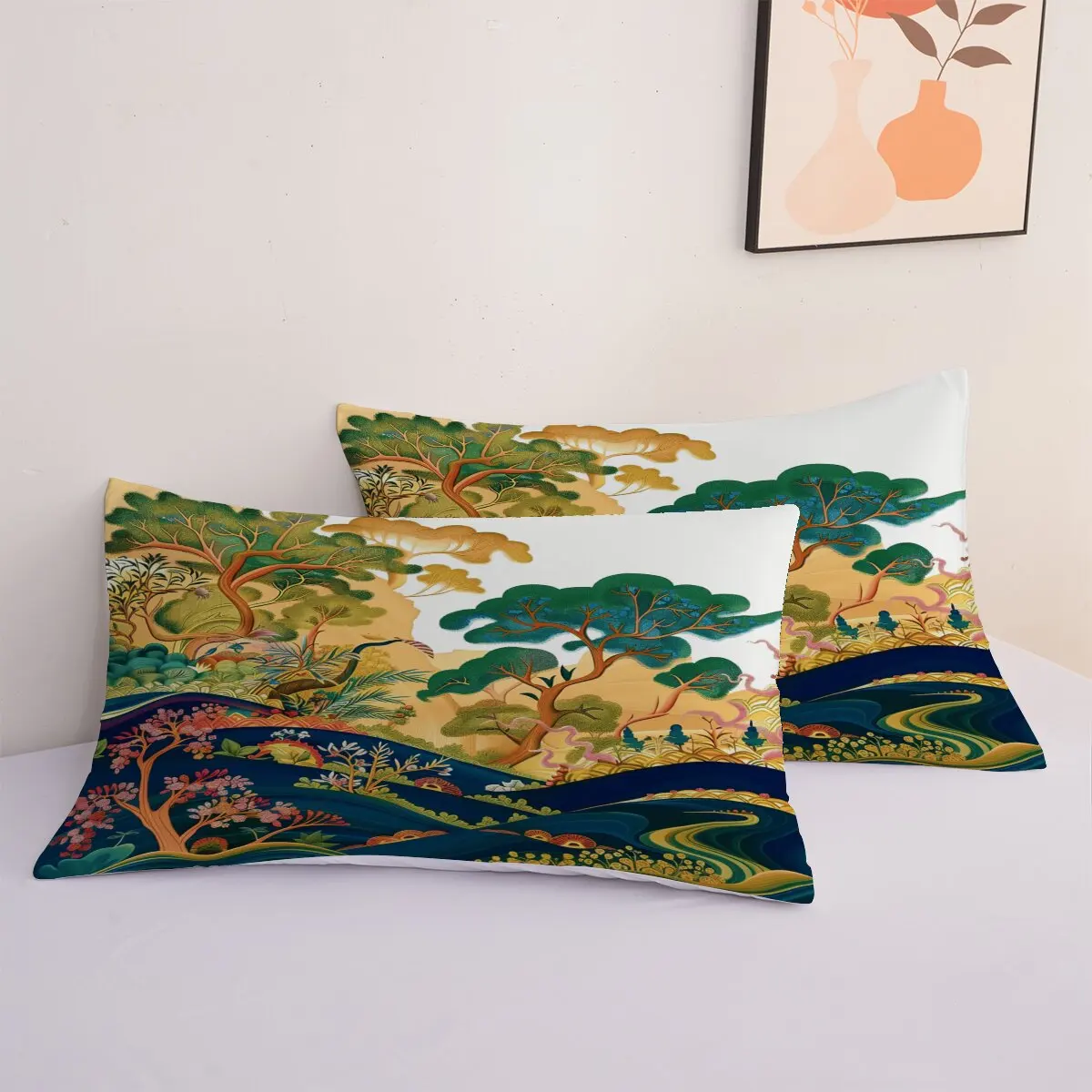 Flowers in the river  Down duvet cover large size  plants on the hillside  1 duvet cover, 2 pillowcases, 3 pieces