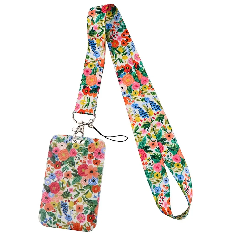 New With Lanyard ID Card Holder Strap Nurse Business Card Holder Flower Teacher Bus Card Cover Case