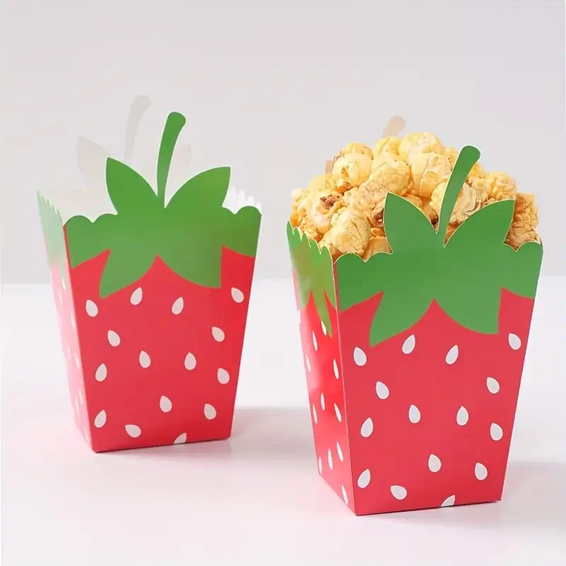 10Pcs Sweet Fruit Strawberry Theme Popcorn Boxes