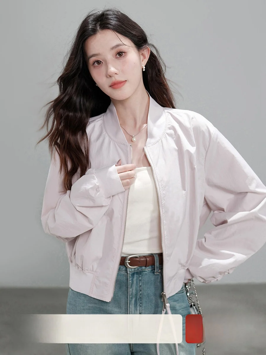 

Light Purple ort Baseball Jaet Women's Coat Spring 2026 New Sle Thin Baseball orm Jaet Commute Sle Loose Fit