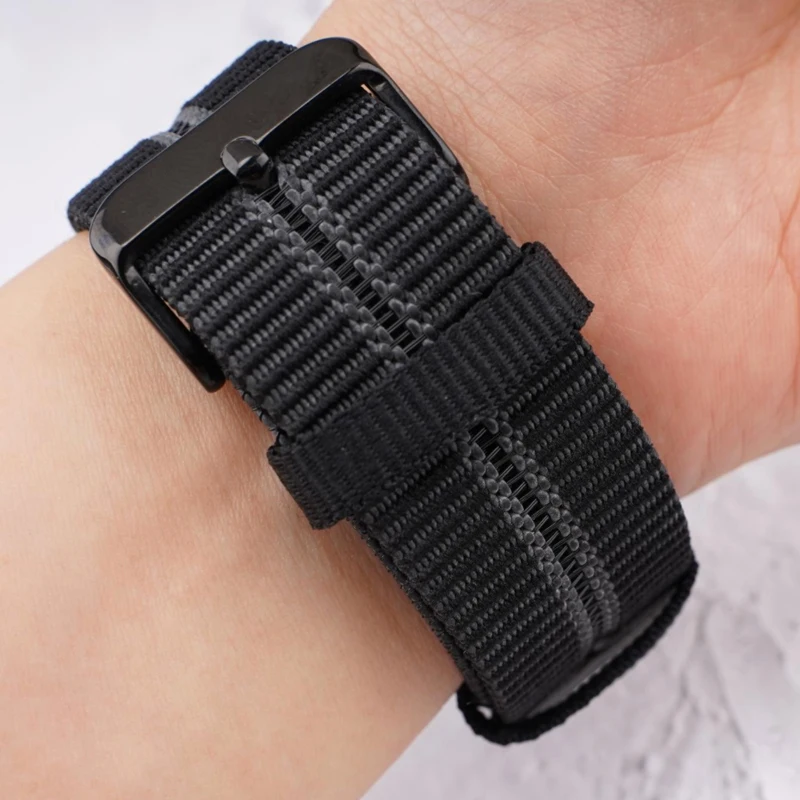Ремешок нейлоновый для мужских и женских наручных часов, эластичный быстросъемный универсальный браслет с пряжкой из нержавеющей стали, 22 мм