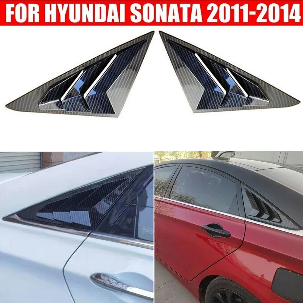 2Pcs Car Carbon Fiber Side Glass Louver Shutter Cover Exterior Parts Chromium Styling For Hyundai Sonata 2011 2012 2013 2014