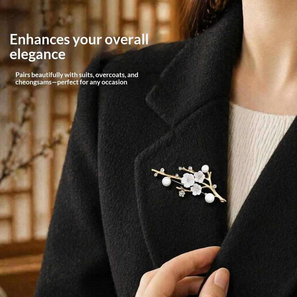 1PCS Retro lady's brooch - Pearl and crystal flower pendant brooch - Suitable for formal suits - Wedding jewelry gift