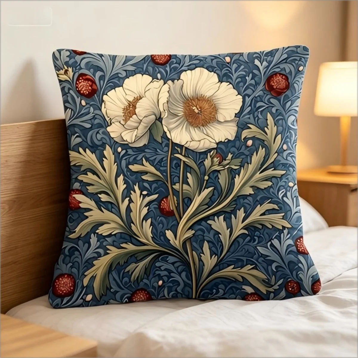 Von William Morris inspirierter Kissenbezug mit Blumenmuster, Vintage Botanisches Dekokissen