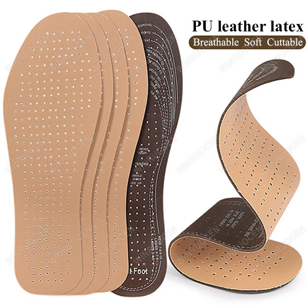

PU Leather Shoes Insoles Boots Shoe Inserts Soft Breathable Deodorant Anti-slip Template Shock Absorbing Insoles Sole insert