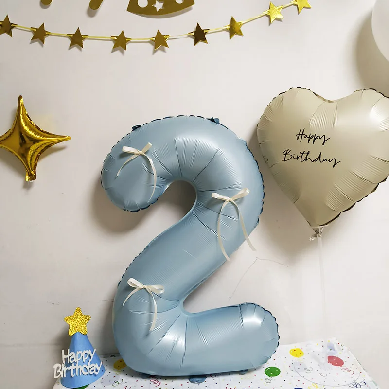 Kreative Geburtstags beteiligung ist 65cm Retro blau Ballon Band Bogen digitale Aluminium Film Ballon Geburtstag Thema Dekoration Requisite