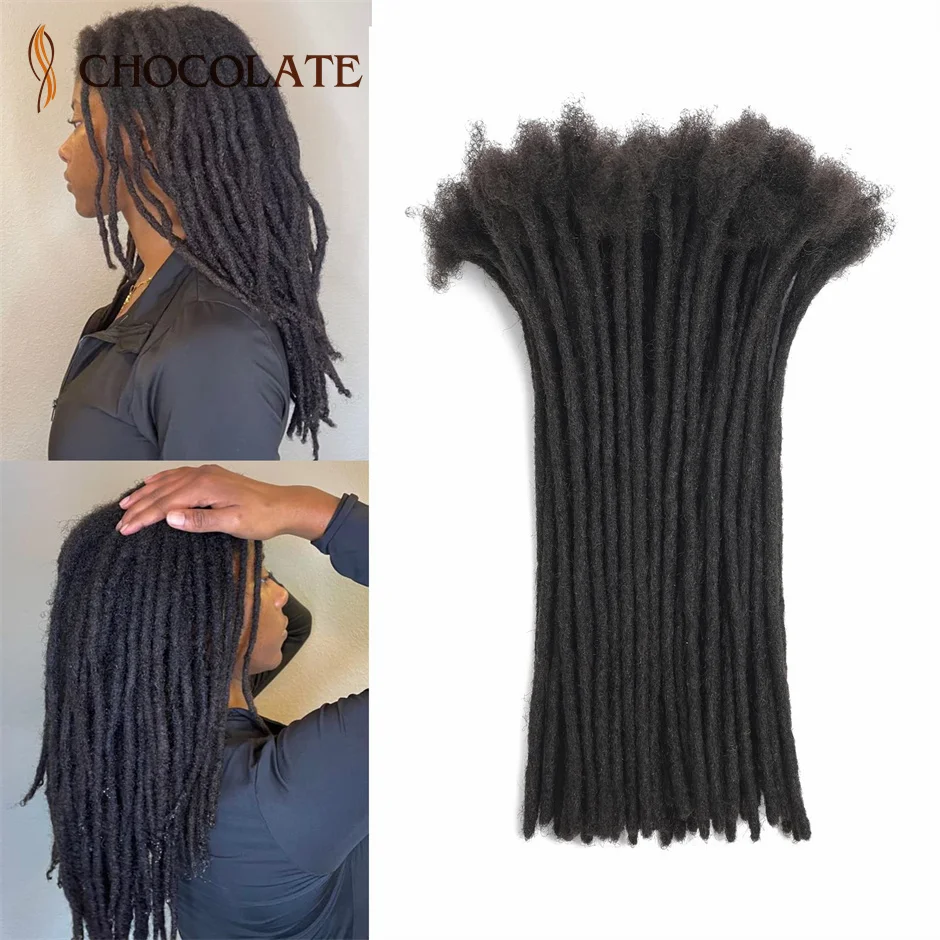 20 Inch Human Hair Dreadlock Extensions 30 Locs 0.6cm Width Handmade Permanent Dreads Extensions For Women/Men