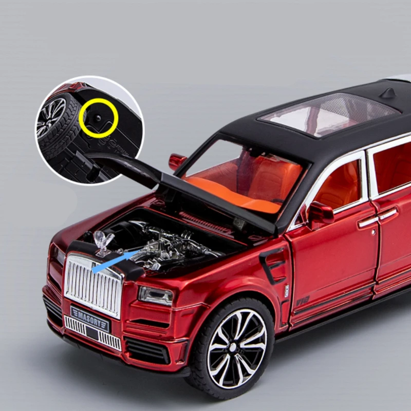 Modèle de voiture Rolls Royce Cullinan Masory SUV en alliage moulé sous pression, véhicules jouets, collection de modèles en métal, son et lumière,