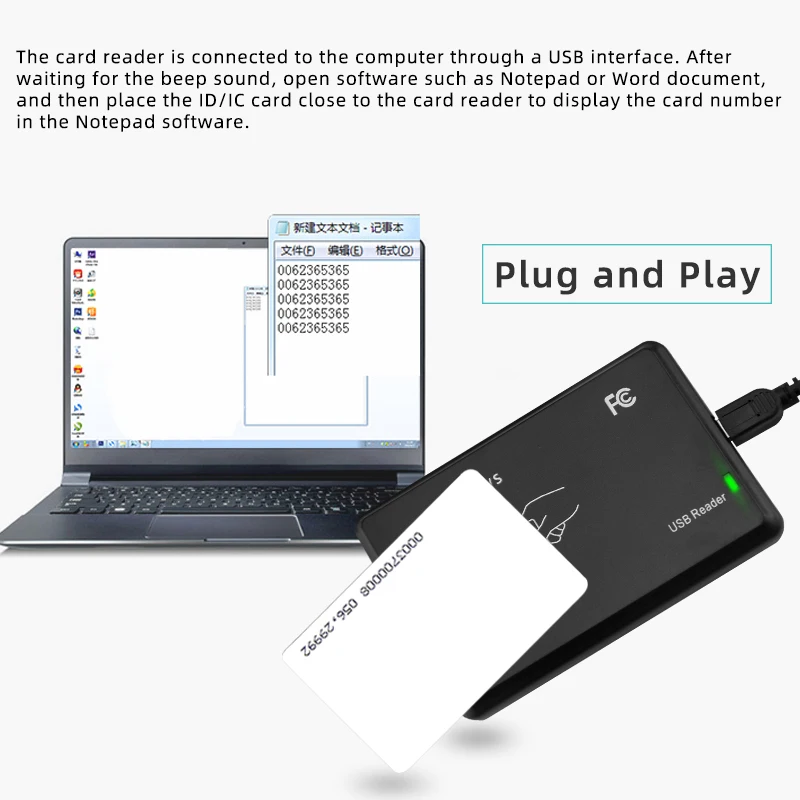 Lector de tarjetas USB sin controlador, dispositivo de deslizamiento de tarjeta de membresía, ID/IC, formato Plug and Play RS232