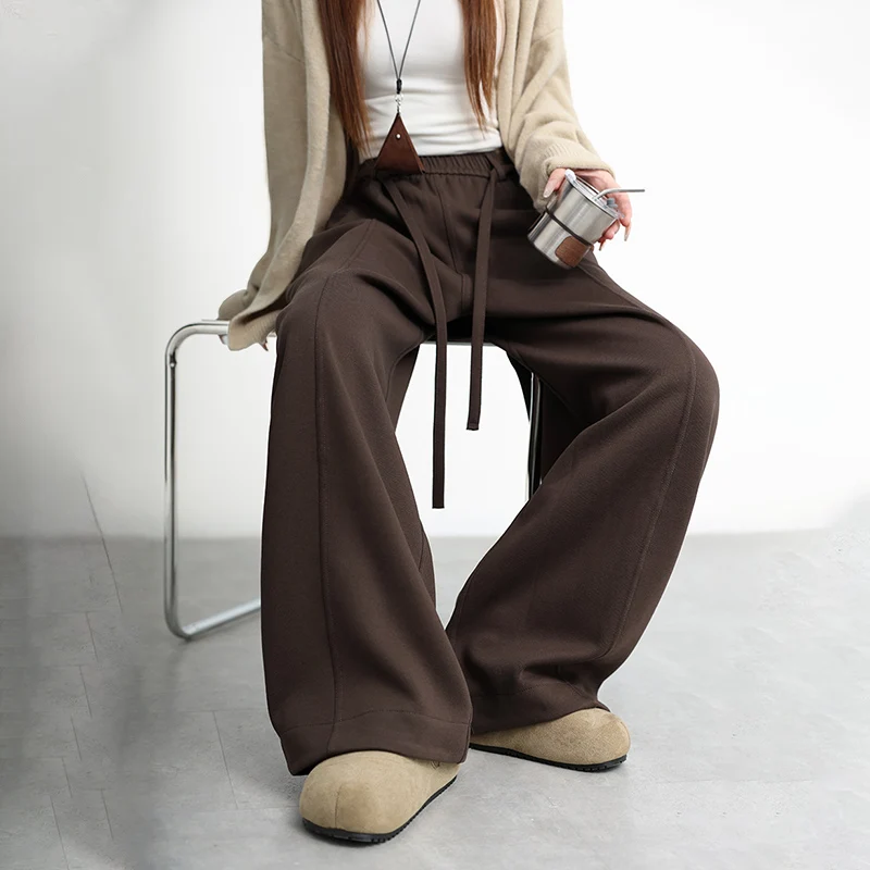 كسول نمط المتضخم واسعة الساق السراويل الرياضية النساء الشارع الأمريكي الهيب هوب فضفاض Sweatpants الخريف الشتاء شيك الدانتيل متابعة بنطلون