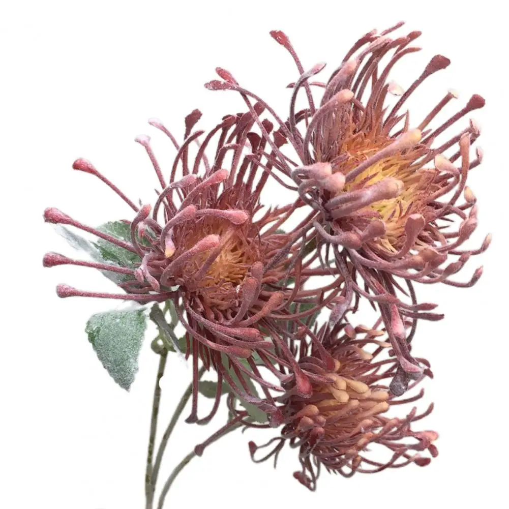 Artificial Flower Leucospermum Wedding Decoration Short Branch Pinwheel flower 2 Fork Pin Cushion Flower Home Fake Flower