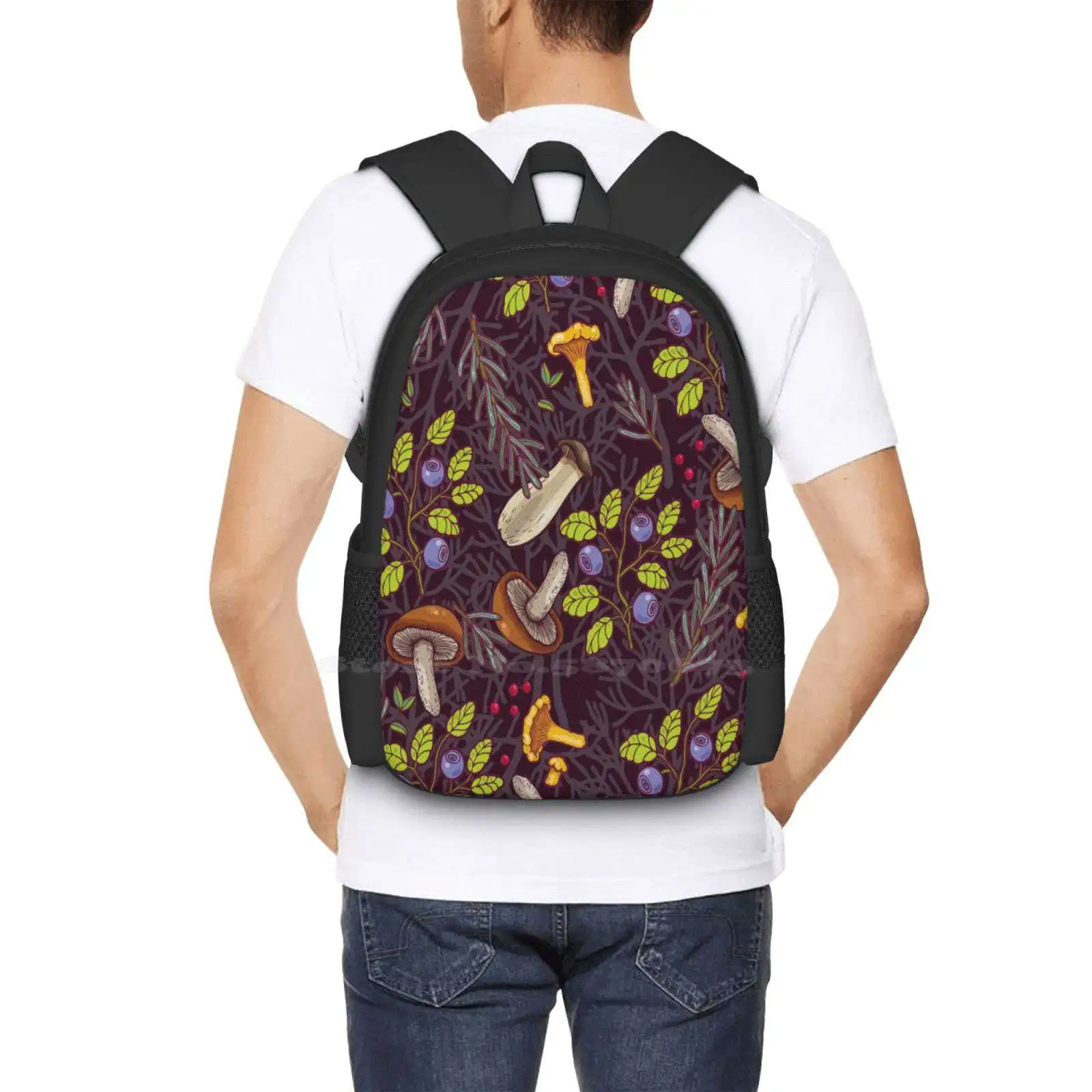 Mochila de moda para el bosque, patrón de mitología, setas, hongos, naturaleza Hippie, hojas Hipster, bosque, Otoño, gran oferta