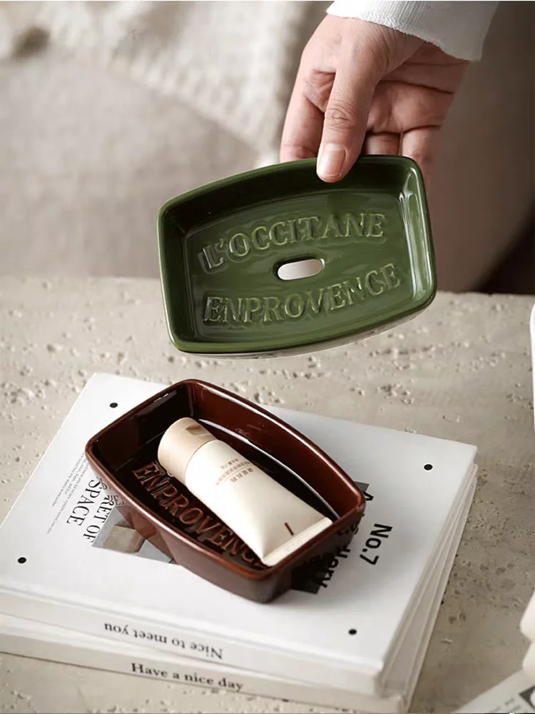 Drainage Ceramic Soap Dish Bathroom Vanity High Aesthetic Value Soap Plate Storage Rack Jewelry Tray Nordic Style Adult Use