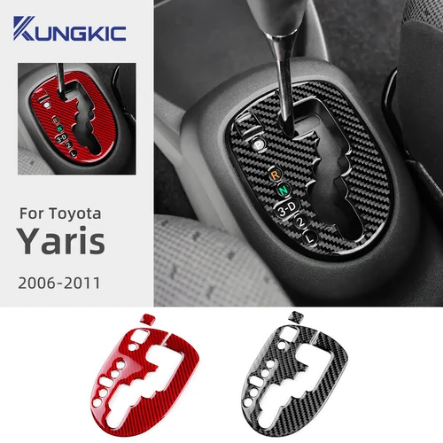 Pegatina de fibra de carbono suave Real para Toyota Yaris 2006 2007 2008 2009 2010 2011 LHD RHD Panel de cambio de marchas de coche accesorios interiores