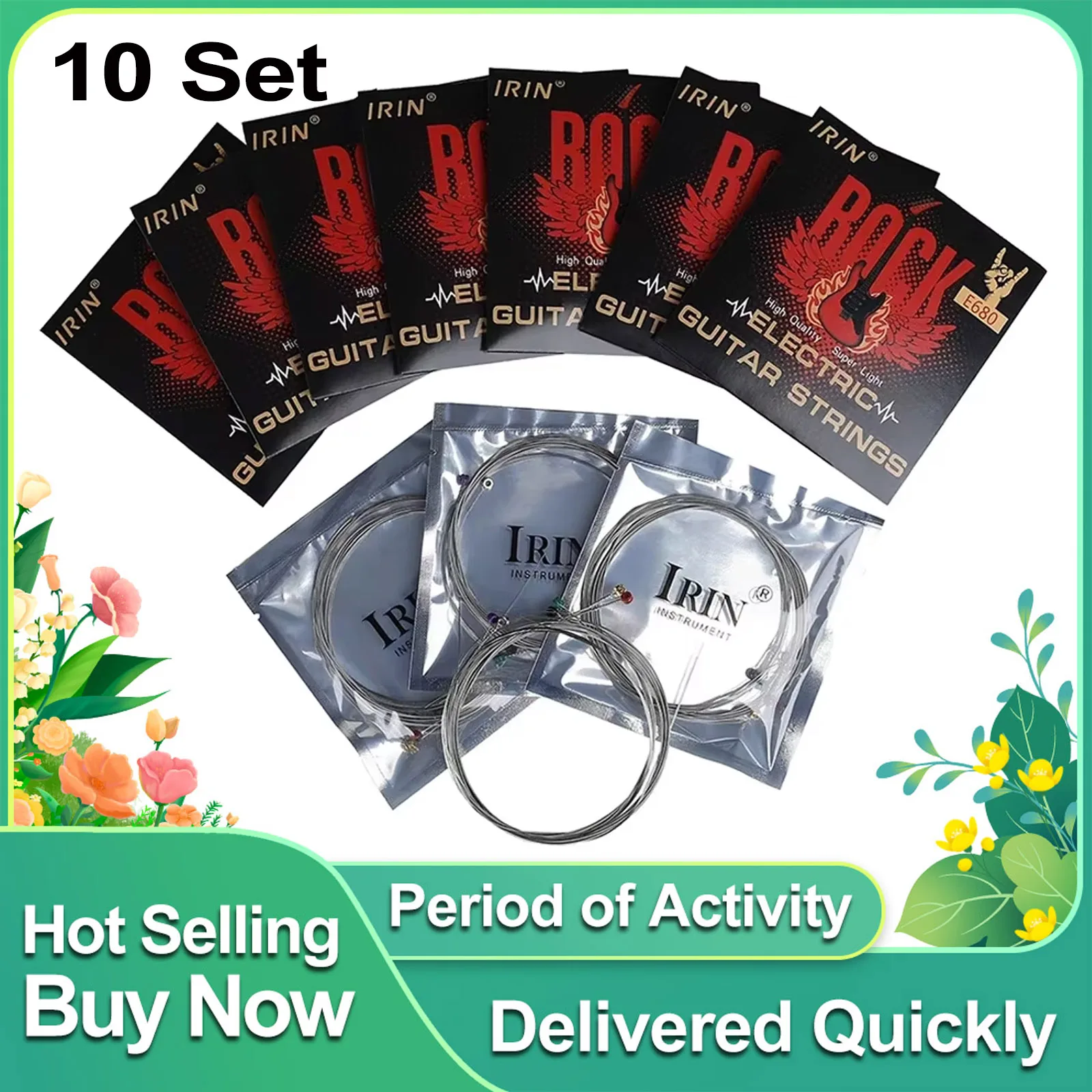 

IRIN 10 комплектов струн для электрогитары 1-6 струн из нержавеющей стали, серебряные струны для начинающих, детали для бас-гитары электрогитары