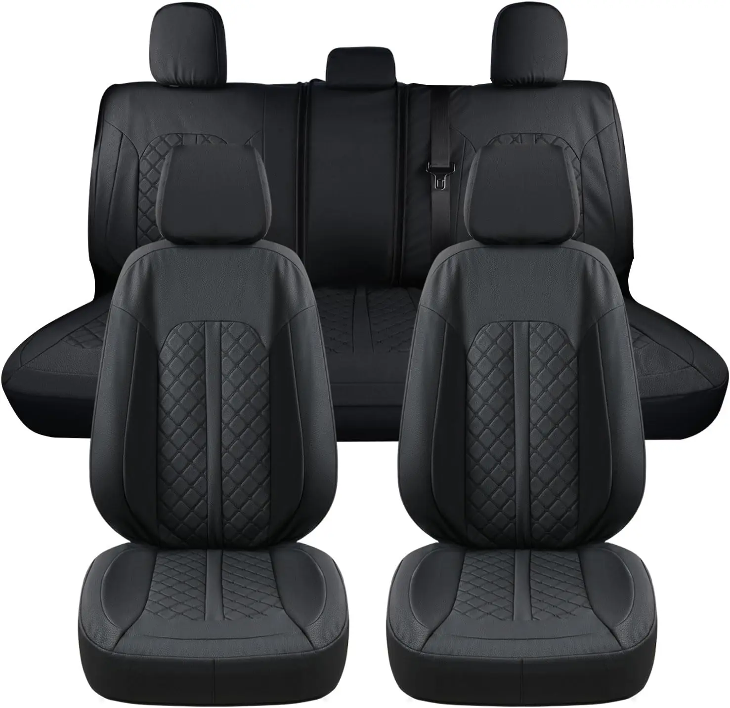 

Full Set Waterproof Leather Seat Covers for Ford Trucks 2015-2024 Models, Custom Fit, Black