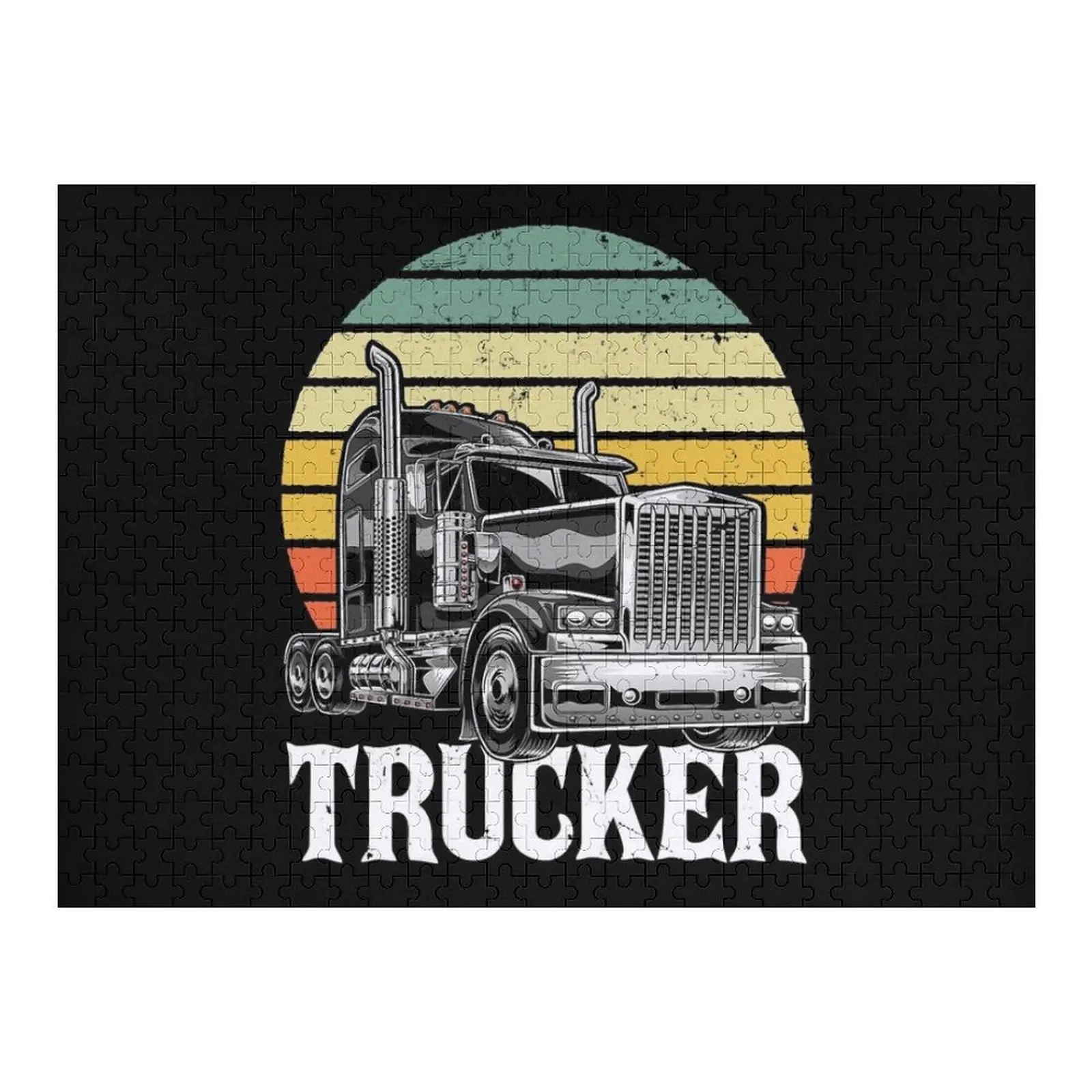 

Vintage Trucker Big Rig Semi Trailer Truck Driver Gift Jigsaw Puzzle Toys For Children Customizable Gift Puzzle