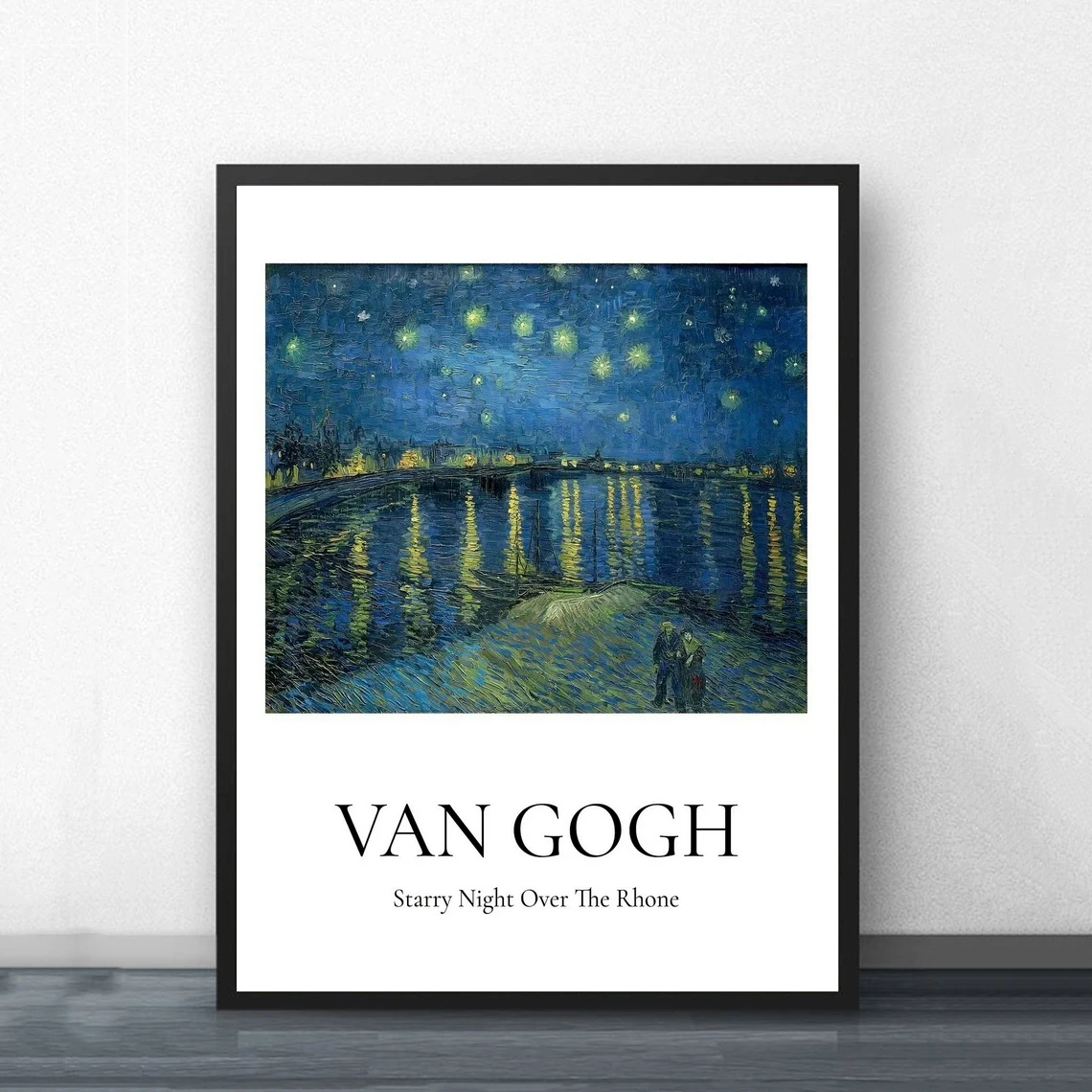 Vincent Van Gogh, Starry Night Over the Rhone wall art print decor, famous Artist Canvas Poster