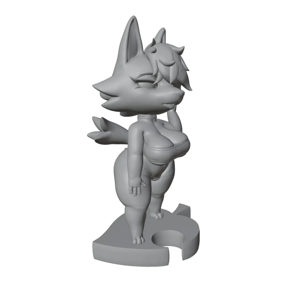 1/24Foxy Wolfy Anime Character Statue GK Miniature 3D Printed Gray Model Figurine DIY Doll Model Unassembled And Unpainted