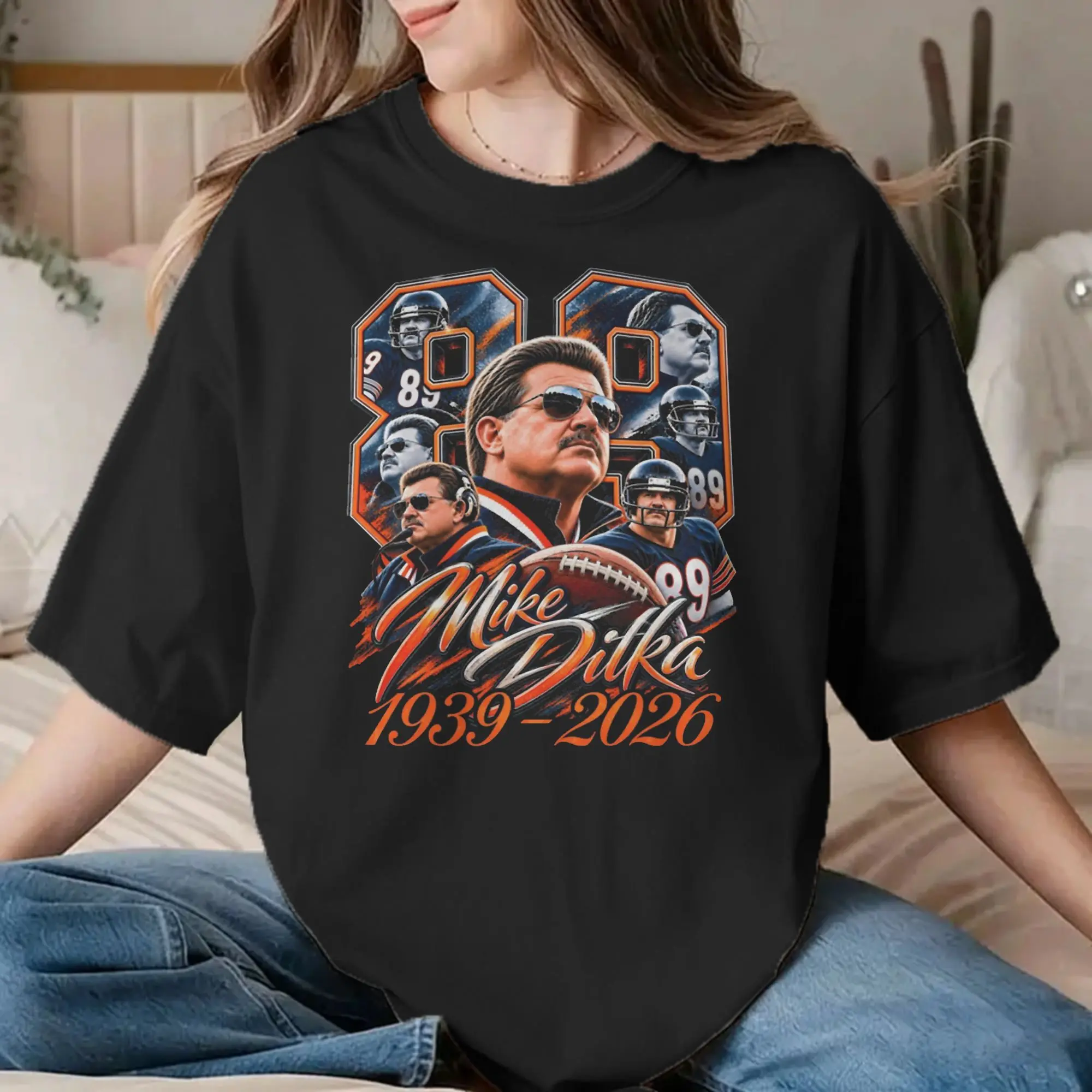 Mike Ditka 1939-2026 Legend Football T-Shirt for Men Women  Leisure Cotton Tees O Neck Short Sleeve T Shirt Party Clothes
