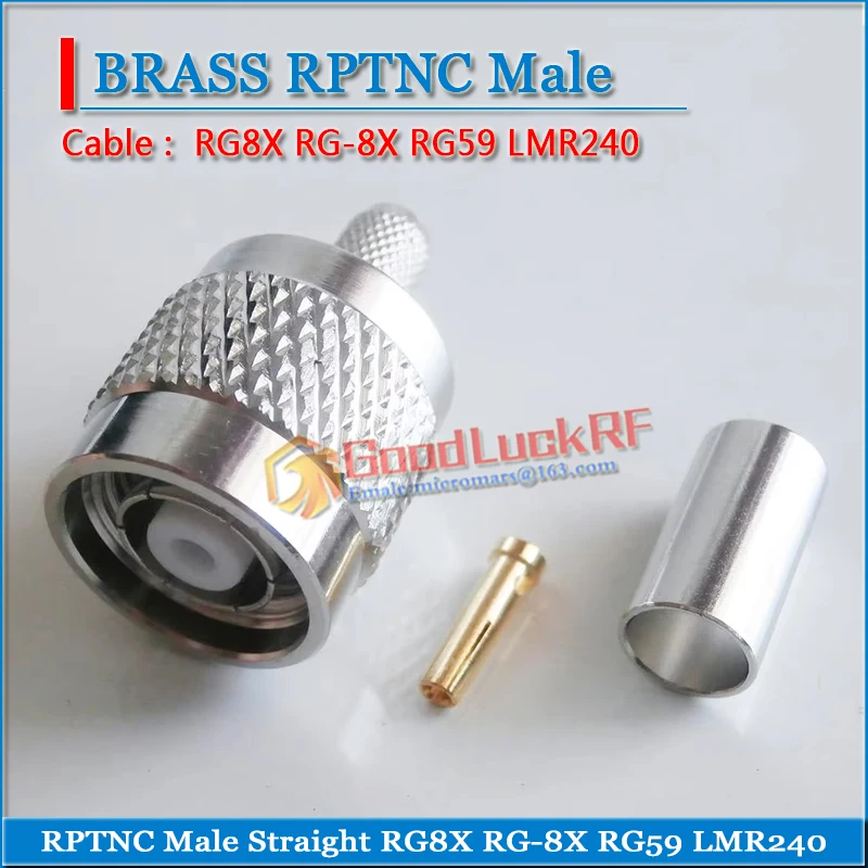 

RP-TNC RPTNC RP TNC Male Straight Crimp for RG8X RG-8X RG59 LMR240 Cable Nickel Plated RF Coax Connector Socket Coaxial Adapters