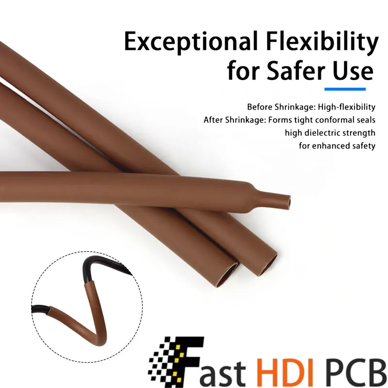 3:1 Brown Adhesive Heat Shrink Tubing Dual Wall - 3X Shrink, Waterproof, Eco-Friendly Thick Wall for Wire Sealing (Φ1.6-39mm)