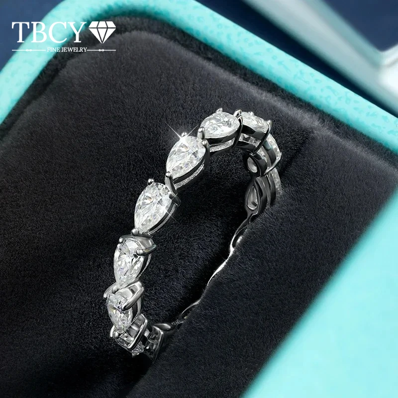 

TBCYD 0,35 карата, кольцо вечности с муассанитом, подвески, грушевидная огранка, стерлинговое серебро 925 пробы с обручальным кольцом GRA, рождественский подарок