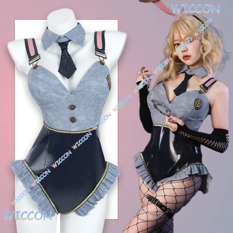 

Оригинальный костюм кролика для косплея для девочек, сексуальный комбинезон, наряд полицейского кролика, наряд для Хэллоуина, вечеринки, сценического выступления, ролевых игр, парик