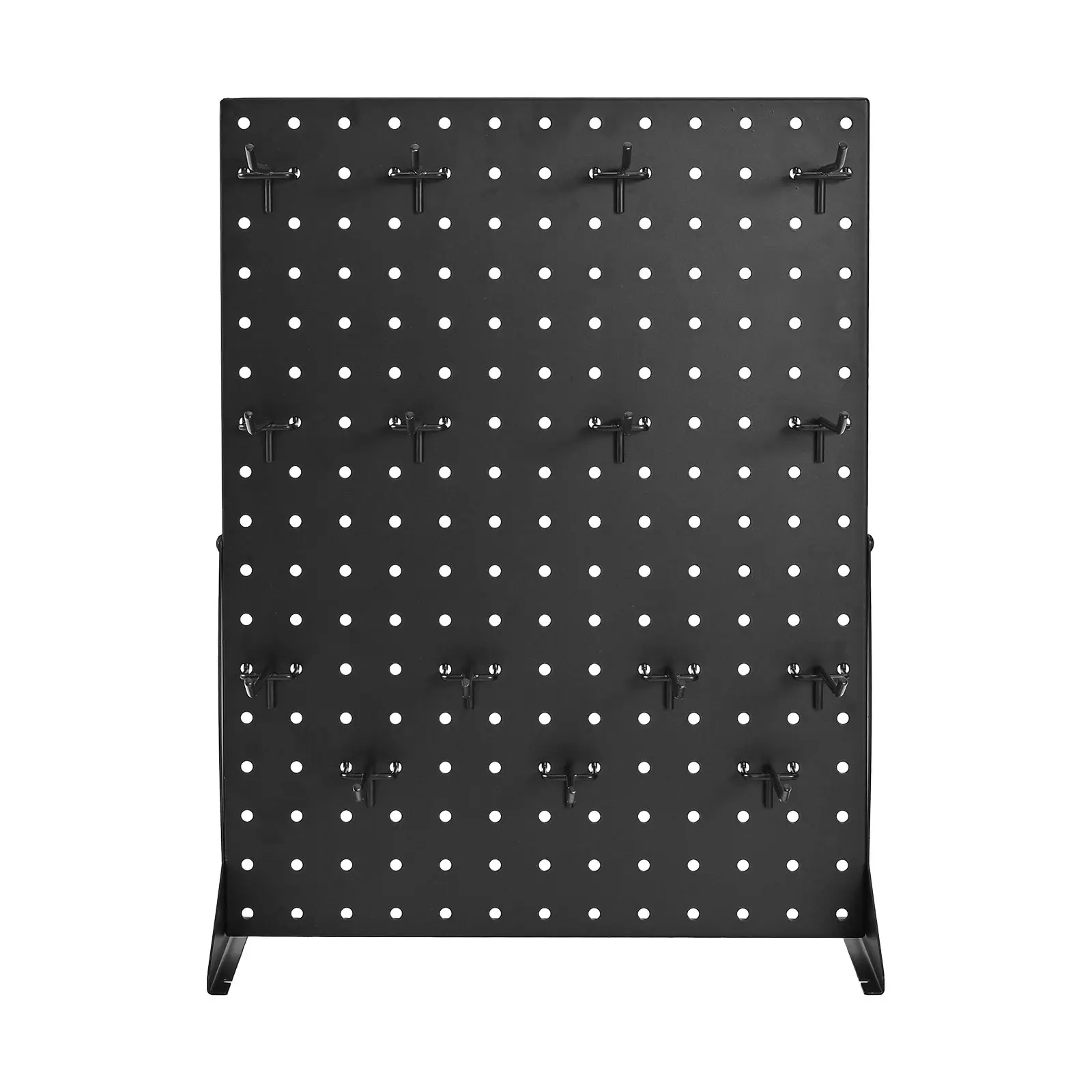 Pegboard Display Stand, 17 x 13 Inch Tabletop Pegboard Display Stand with 15 Hooks, Black (1 PCS), Thickened Cold-Rolled Steel Peg Board Panel for Grocery, Retail Store and Jewelry Shop
