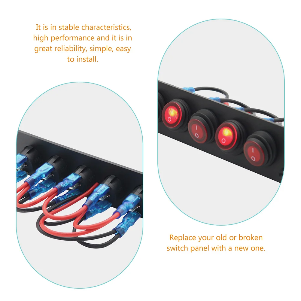

5 Gang Switch Panel 12V Pre- Rocker For Automotive For Car Truck Boat Marine Rv Led Indicator Pre-Wired Automotive Accessories