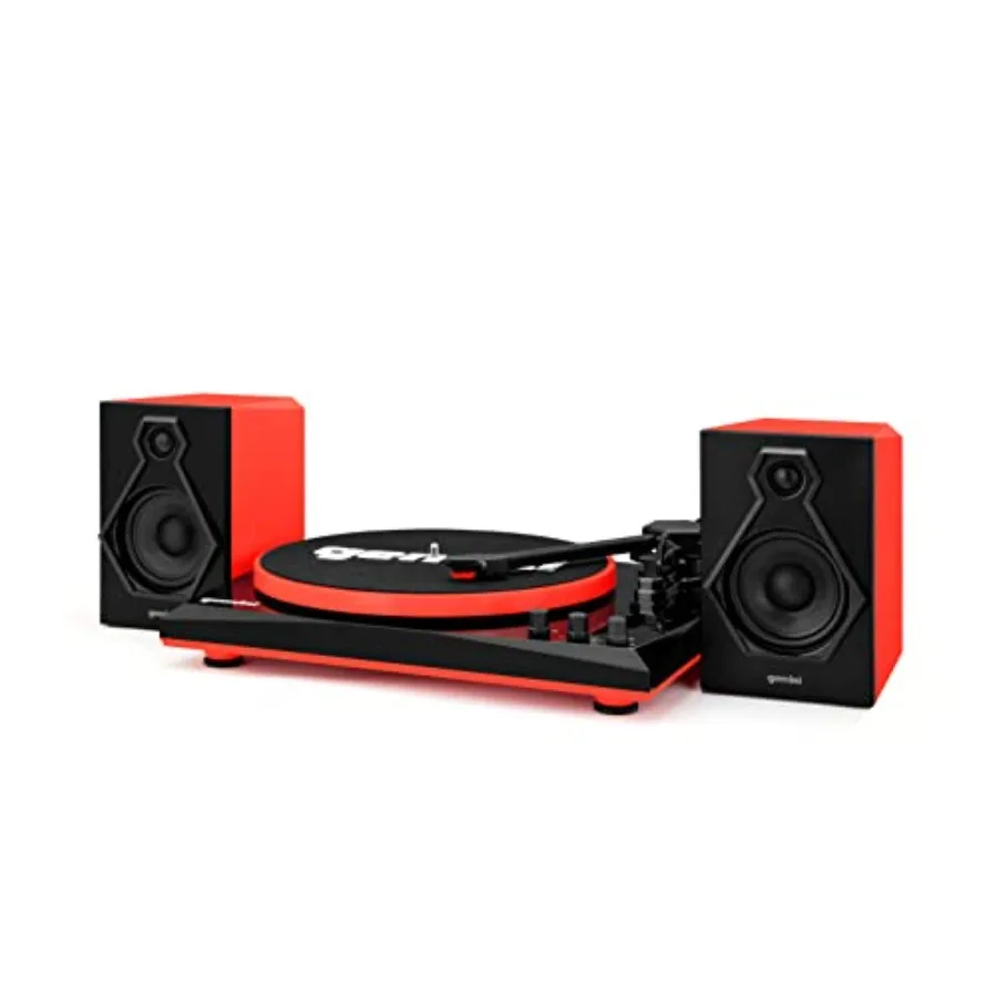 TT-900 - Stylish 3-Speed Turntable with Wireless Bluetooth Pitch Control and Powerful 50W Speakers in Red for Home Audio Enthus