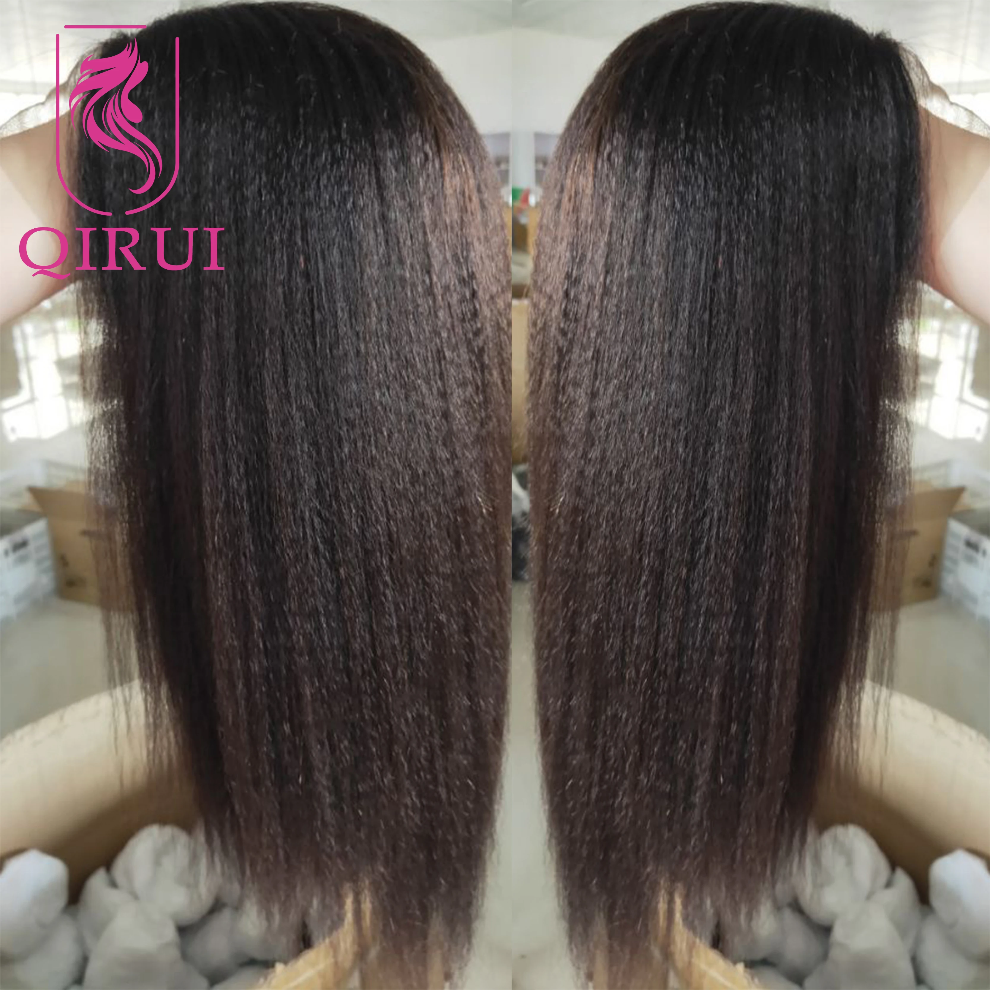 Peruca de cabelo humano Glueless Full Lace para mulheres, brasileiras, pré arrancadas, retas, pretas, marrons, leves, Remy, Yaki