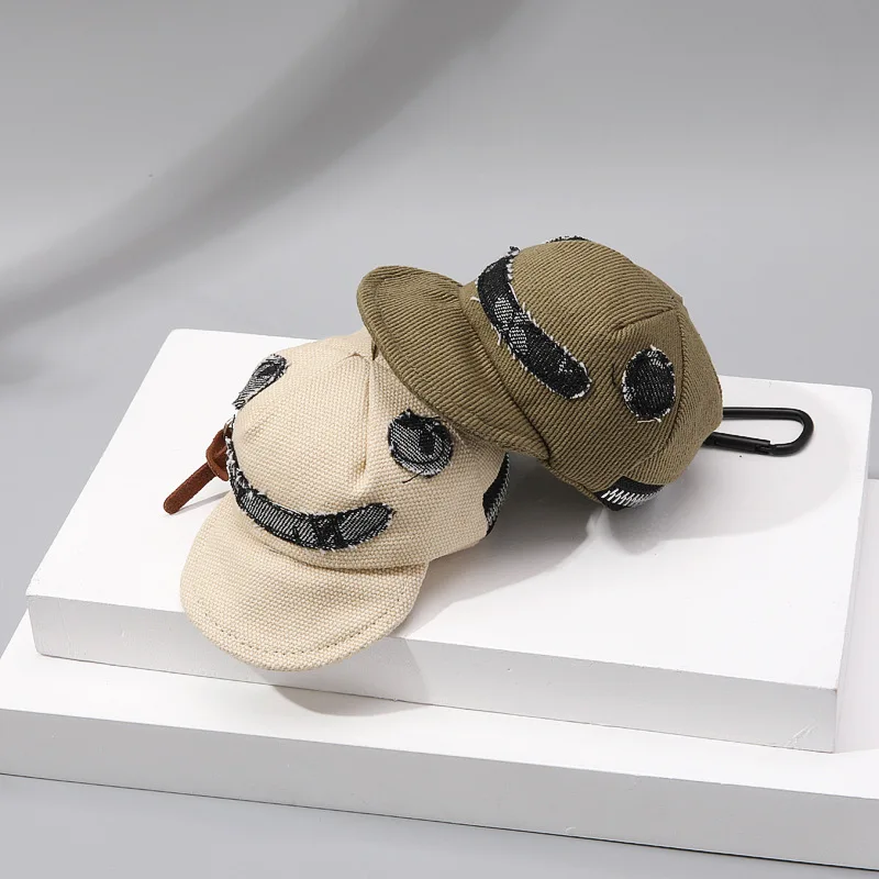 Mini Cute Peaked Hat Wallet With Lanyard Keychain Portable Handbag Coin Fashionable Multifunctional Makeup Earphone Case Pouch