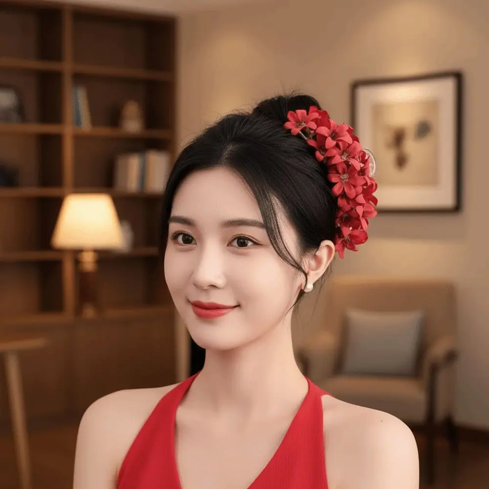 

Fashion Sweet Beach Floral Hair Claw Delicate Acrylic Vacation Style Shark Clip Super Fairy Solid color Elegant Hair Clip Daily