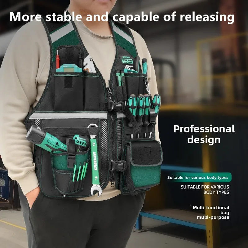Vest style tool kit, vest electrician, carpenter, electric tool bag, labor protection and maintenance work package for construct