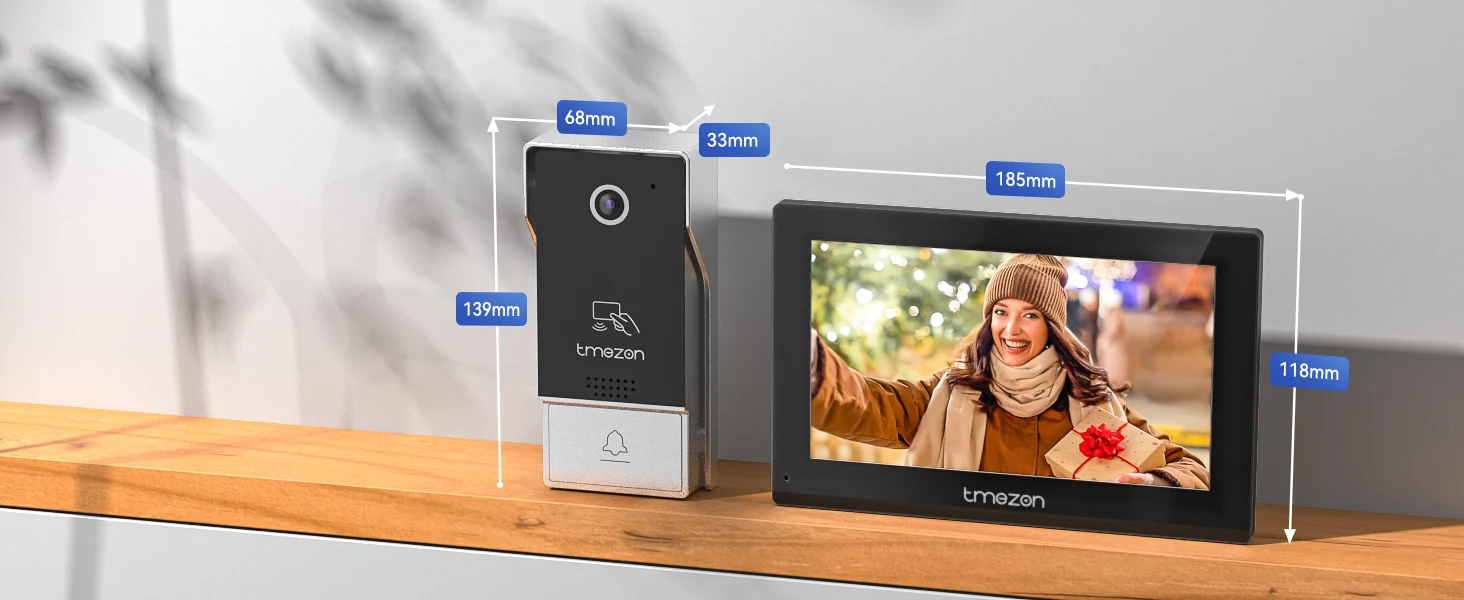 TMEZON Digitales Video-Gegensprechsystem für Zuhause, 7-Zoll-WLAN-Monitor, 1080P-Türsprechkamera, Video-Türklingel, Karte, Tuya-Entsperrung – Detail 6